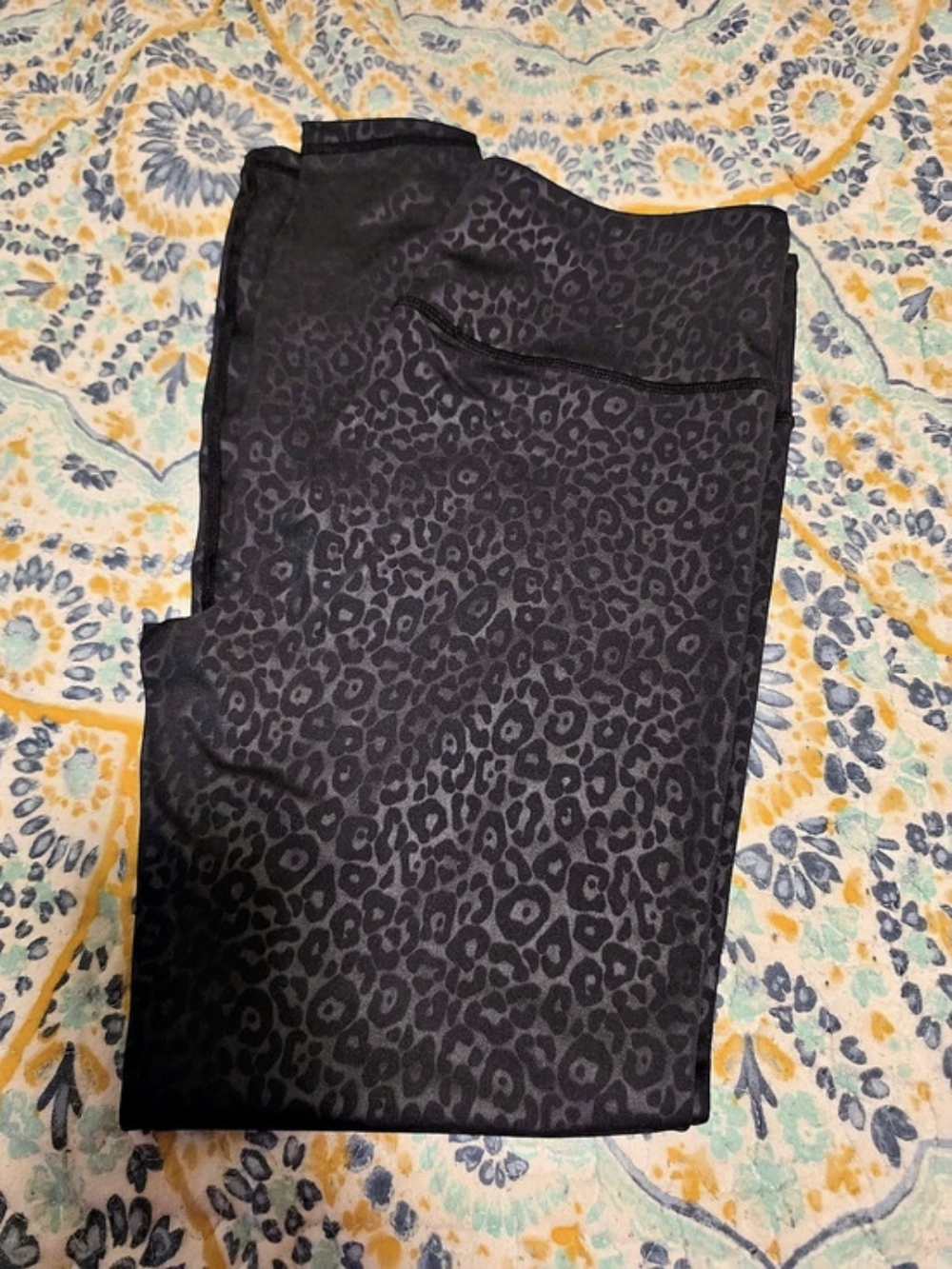 Zyia Active Black Leopard Light n Tight Hi-Rise Legging Size 12